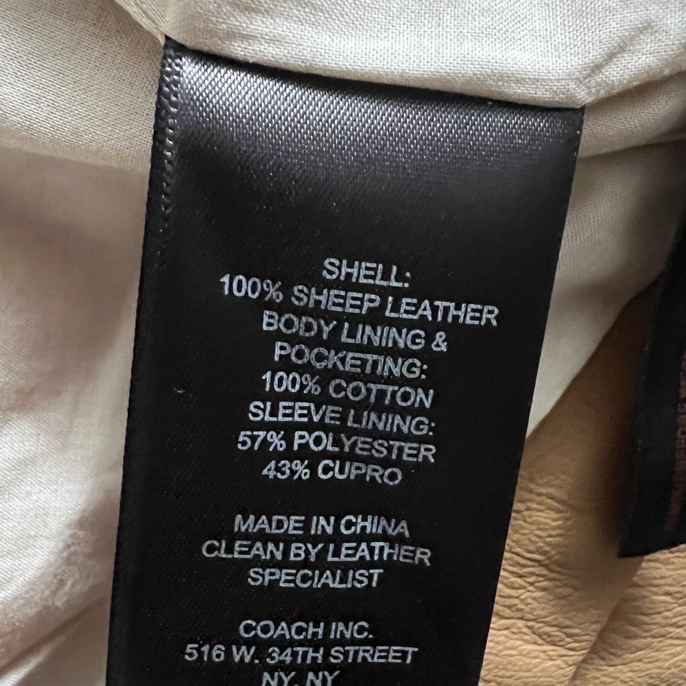 Tan Sheep Leather Coach Jacket - Picture 10 of 14